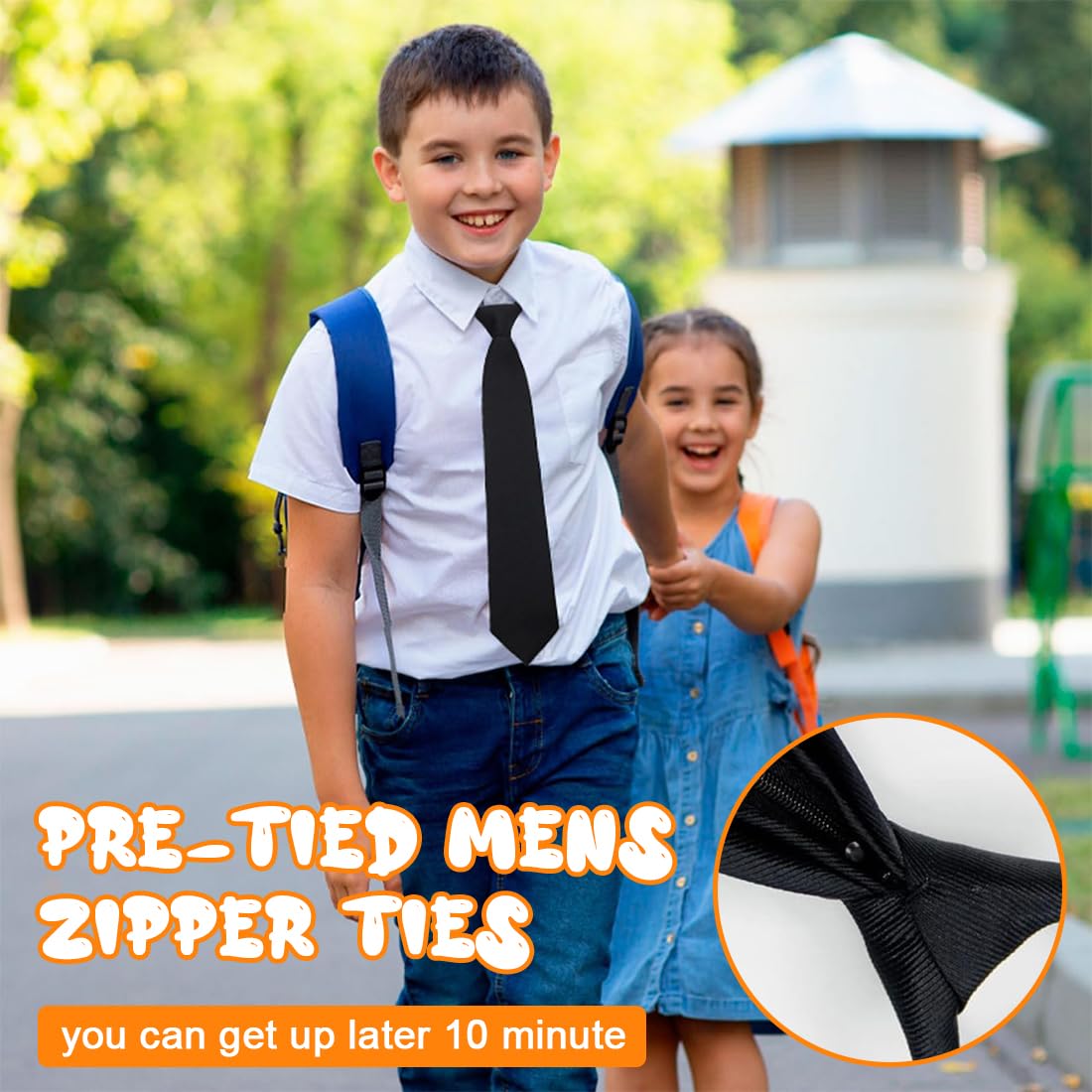 Corbata pre-atada de microfibra lisa y ajustable para niños, Ideal para ocasiones formales y escolares, Con hebilla de torre para mayor comodidad y estilo, 1pcs