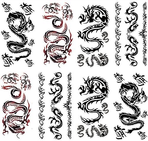 Amazon Com Yesallwas Dragon Temporary Tattoo For Kids Adults Women Boys 8 Sheets Waterproof Long Lasting Fake Dragon Tattoos For Arms Shoulders Chest Back Biker Tattoos Beauty Personal Care