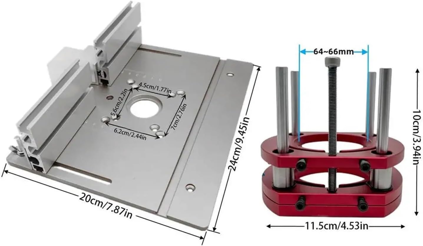 Manual Router Lift Heavy Wood Router Lift System Kit Anti-rust Lifting System Base Clear Scale Woodworking Tools Engraving(Silver)