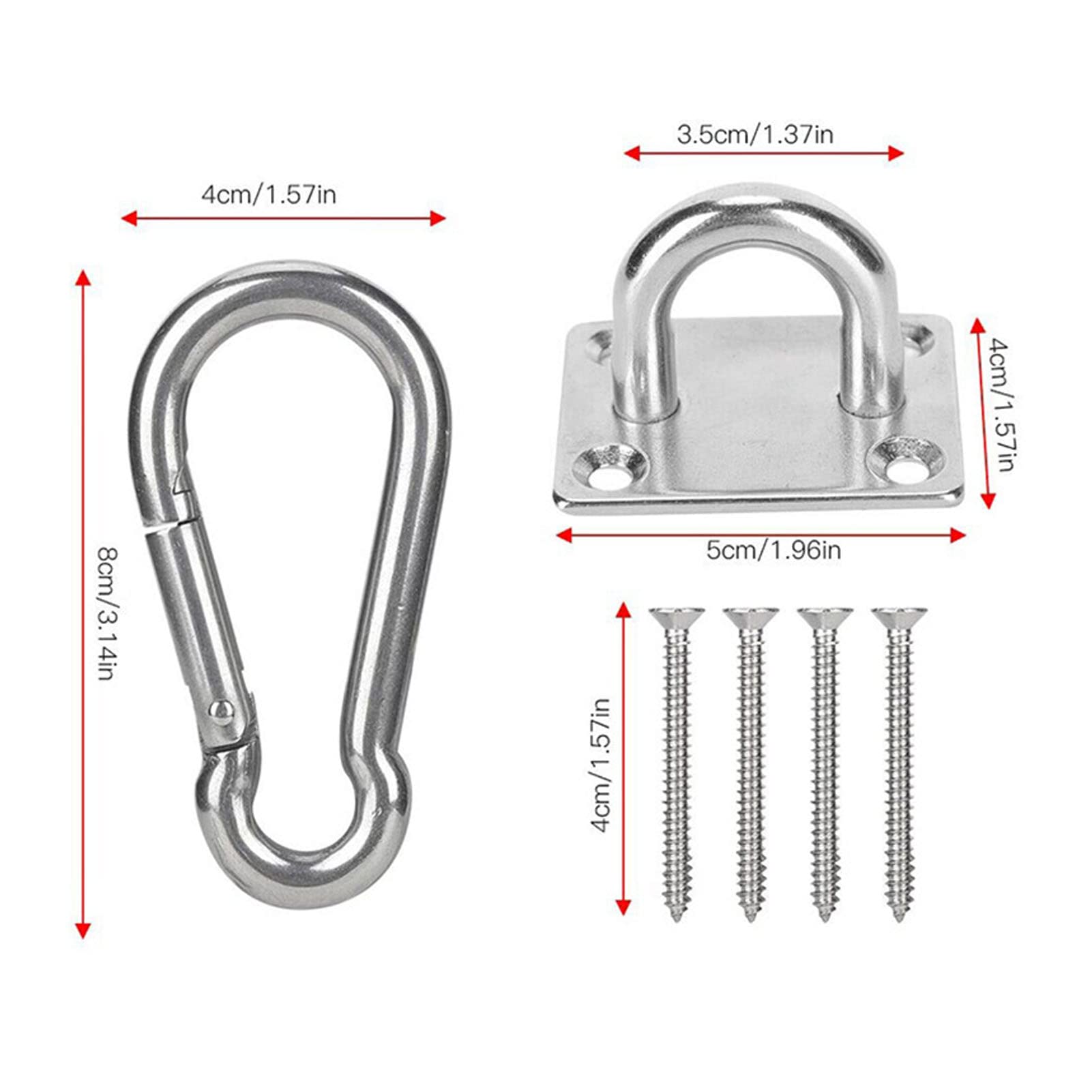 Set di Ganci per Altalena da 200 kg, Gancio per Altalena in Acciaio Inossidabile con Gancio a Molla con Fibbia per Porta Quadrata per Yoga in Veranda