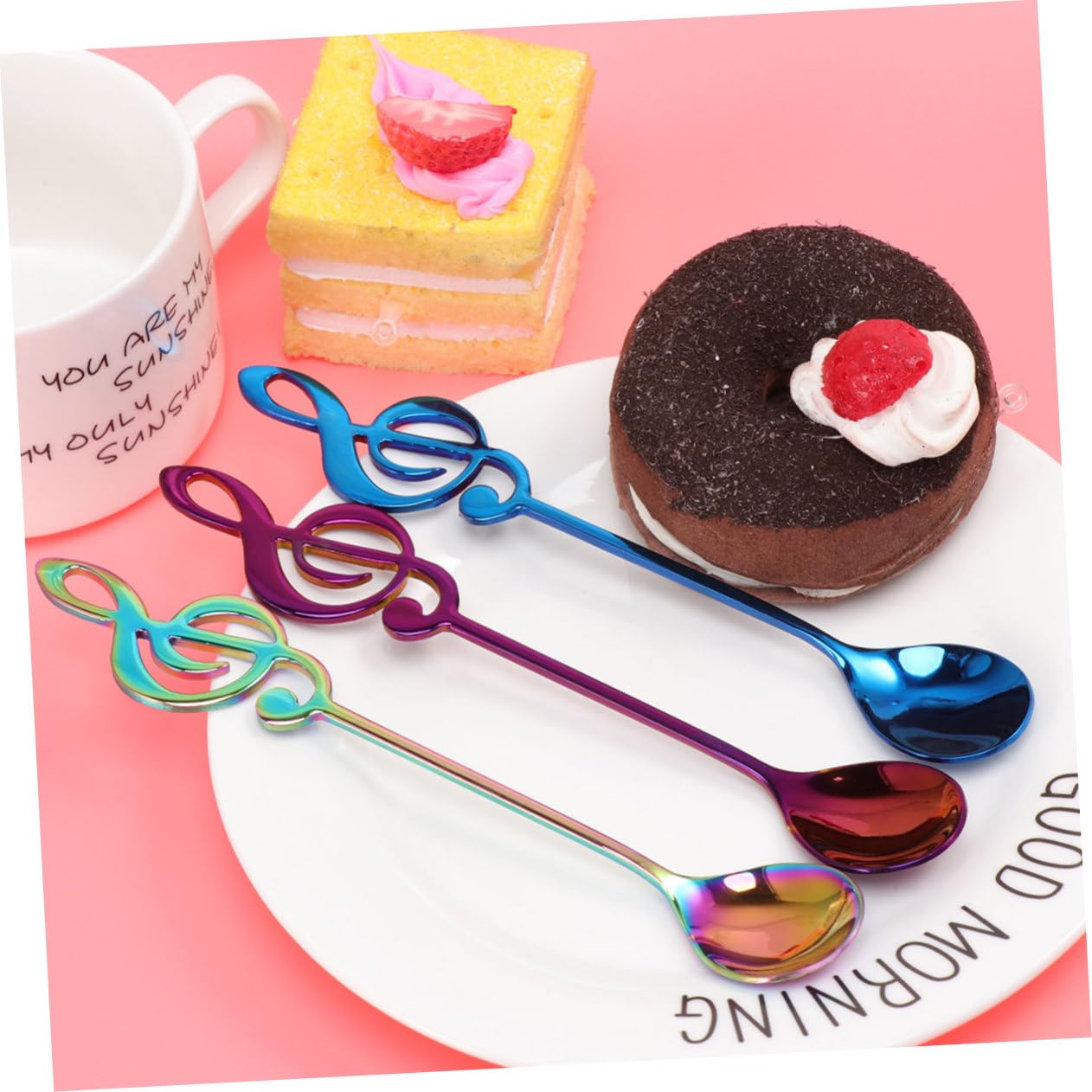 DECHOUS 9pezzi Cucchiai Inossidabile Design Per Dessert e Tè Utensili Creativi Per e Bar