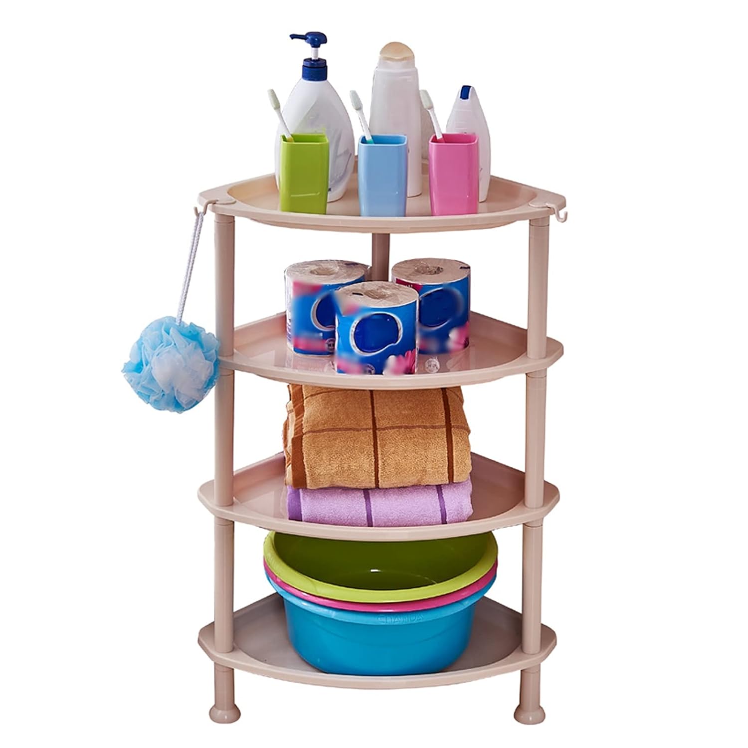 TOMYEUS Shower Caddy Bathroom Shelf Bathroom Storage Shelves 4 Tier Corner Storage Shelving Unit Organizer Out Storage Tower