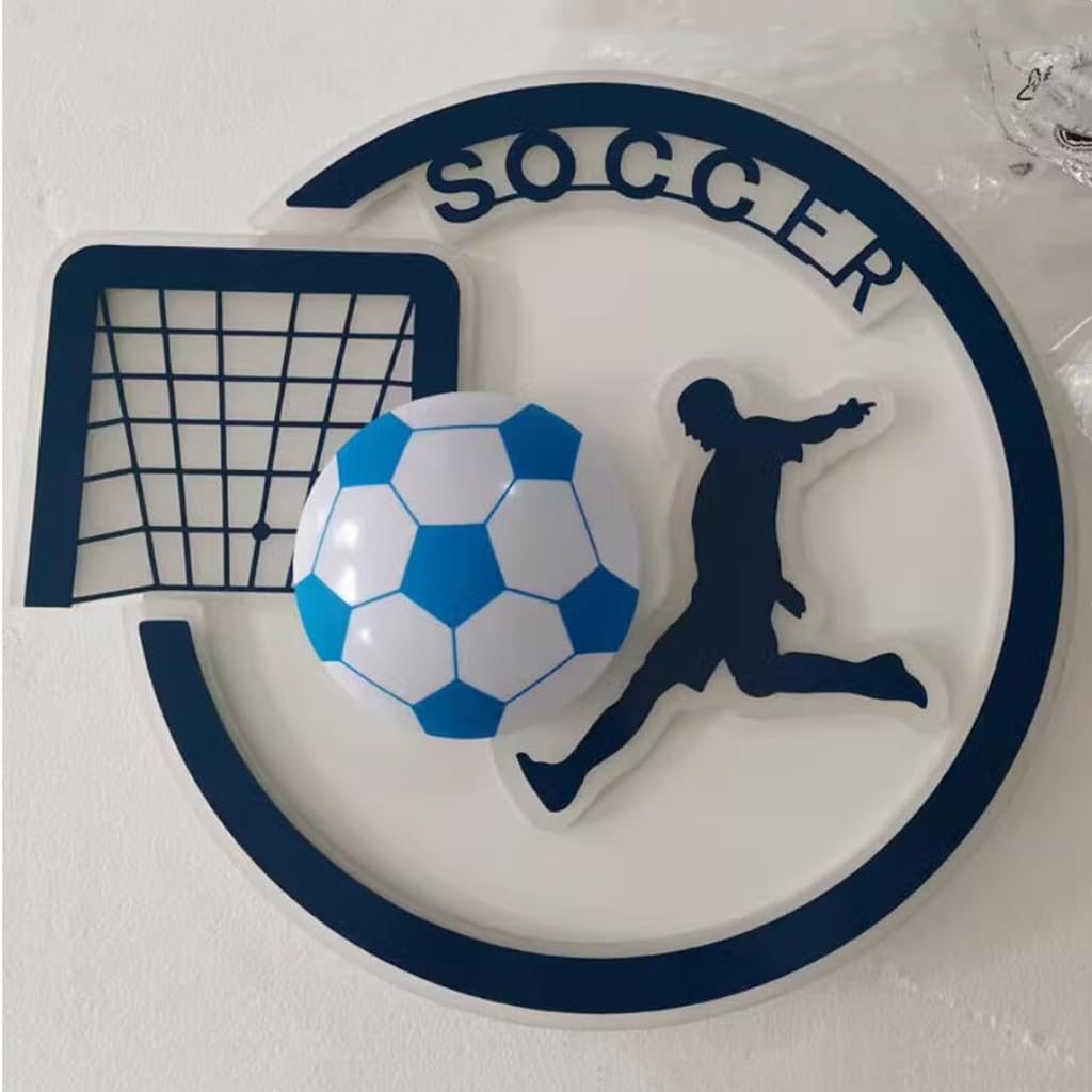 LED Deckenleuchten für Kinder Acryl Fußball Deckenlampen 55W dimmbar mit Fernbedienung Pendelleuchte Kinder Lampe Jungen Schlafzimmer Licht Jugendzimmer Beleuchtung Decke Leuchte L55CM