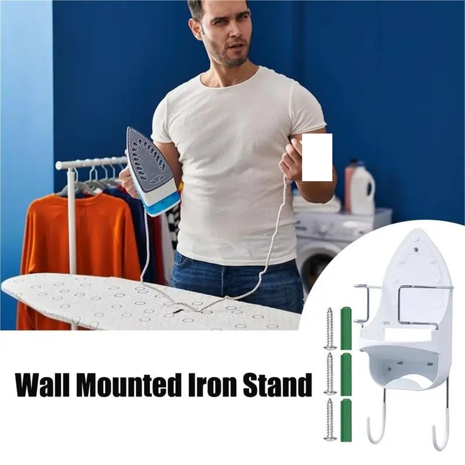 Bügeleisenhalterungen Wand-Bügelbrett, stabiler Bügelbrett-Ständer, Bügelbrett-Türaufhänger, Bügelbrett-Haken über der Tür, Bügelbrett-Halter(WHITE)