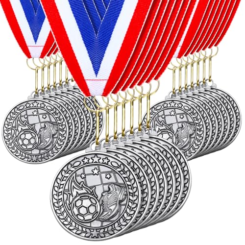 Image of Remuuly 60 Pcs Gold Award Medals 2 Inch Soccer Baseball Volleyball Football Cheer Trophy Medals Metal Awards Bulk with Neck Ribbons Trophy Prize Gifts for Sports Competitions
