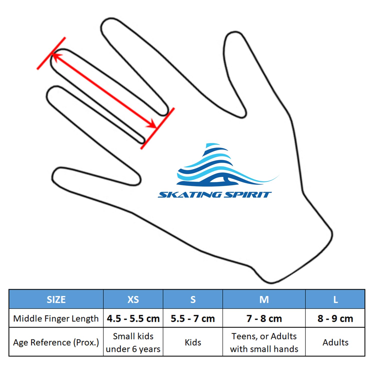 Skating Spirit Figure Skating Competition Gloves, Dance Gloves (1 Pair) - for Performance Testing Show (Black, Small)