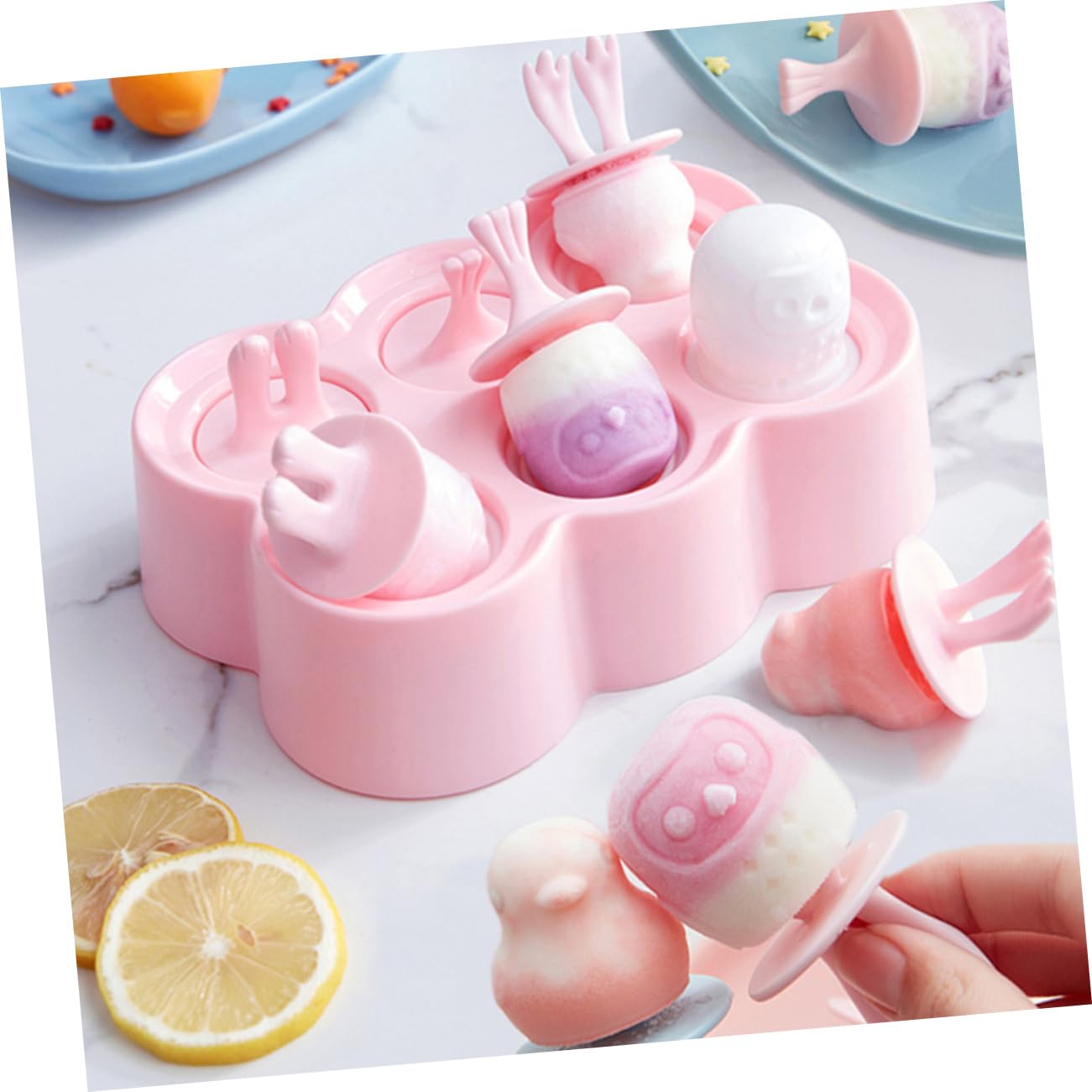 SHOWERORO 4juegos Moldes De Silicona Para Helados De Formas De Animales Perfectos Para Hacer Paletas y Postres Fríos Material Seguro y Duradero Para Verano y Fiestas Infantiles