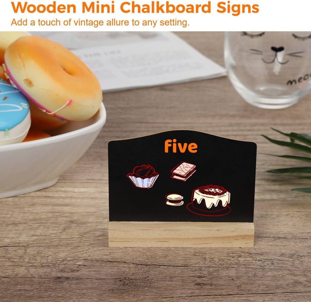 Tabletop Signs Intended for Wedding Buffet, 20 Pcs Double Sided Wooden Mini Chalkboard Signs, Chalkboard Labels with Base, Including Water Color Pens, Wipe Cloths