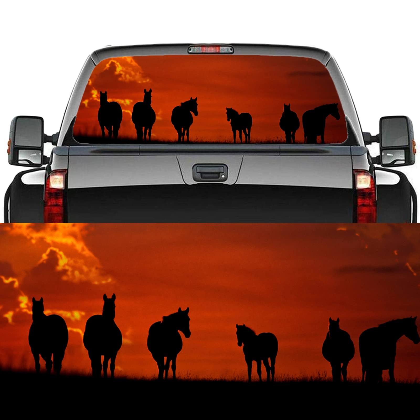 WOKEZ Truck Rear Decal Decal Adesivo per Cavallo Decorazione Auto Maglie Trucks SUV, Scratch Hidden Car Adesions,66x29 inch