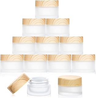 YIQXKOUY 10 Pack 5 Gram Glass Cosmetic Containers with Leak Proof Empty Sample Jars Travel Jars Glass Cosmetic Sample Jars with lids For Lotion Cream Mask Lip Balm Cosmetic