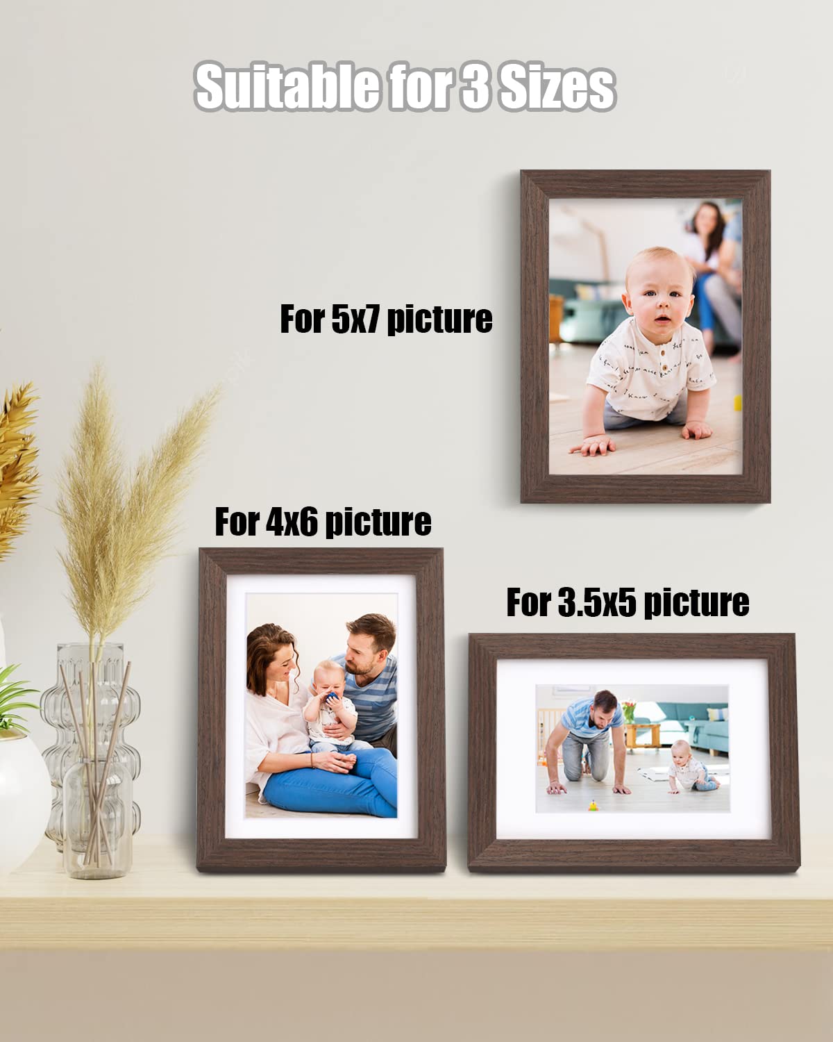 EGOFINE 7x5 Picture Frame Made of Solid Wood with Plexiglass Set of 4 - Image 3