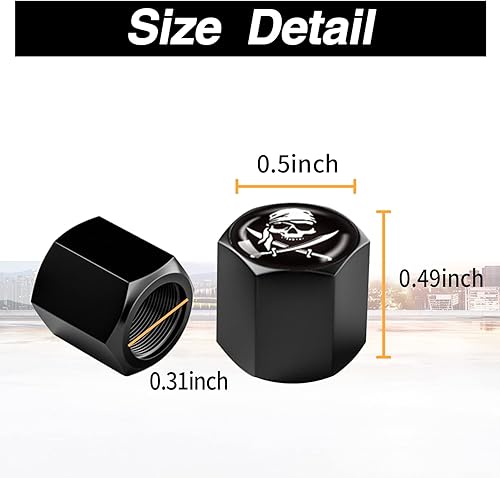 Vista 2 de Ajxn Paquete de 4 tapones de válvula de neumático de rueda de automóvil, tapas herméticas a prueba de polvo, tapones universales para válvulas