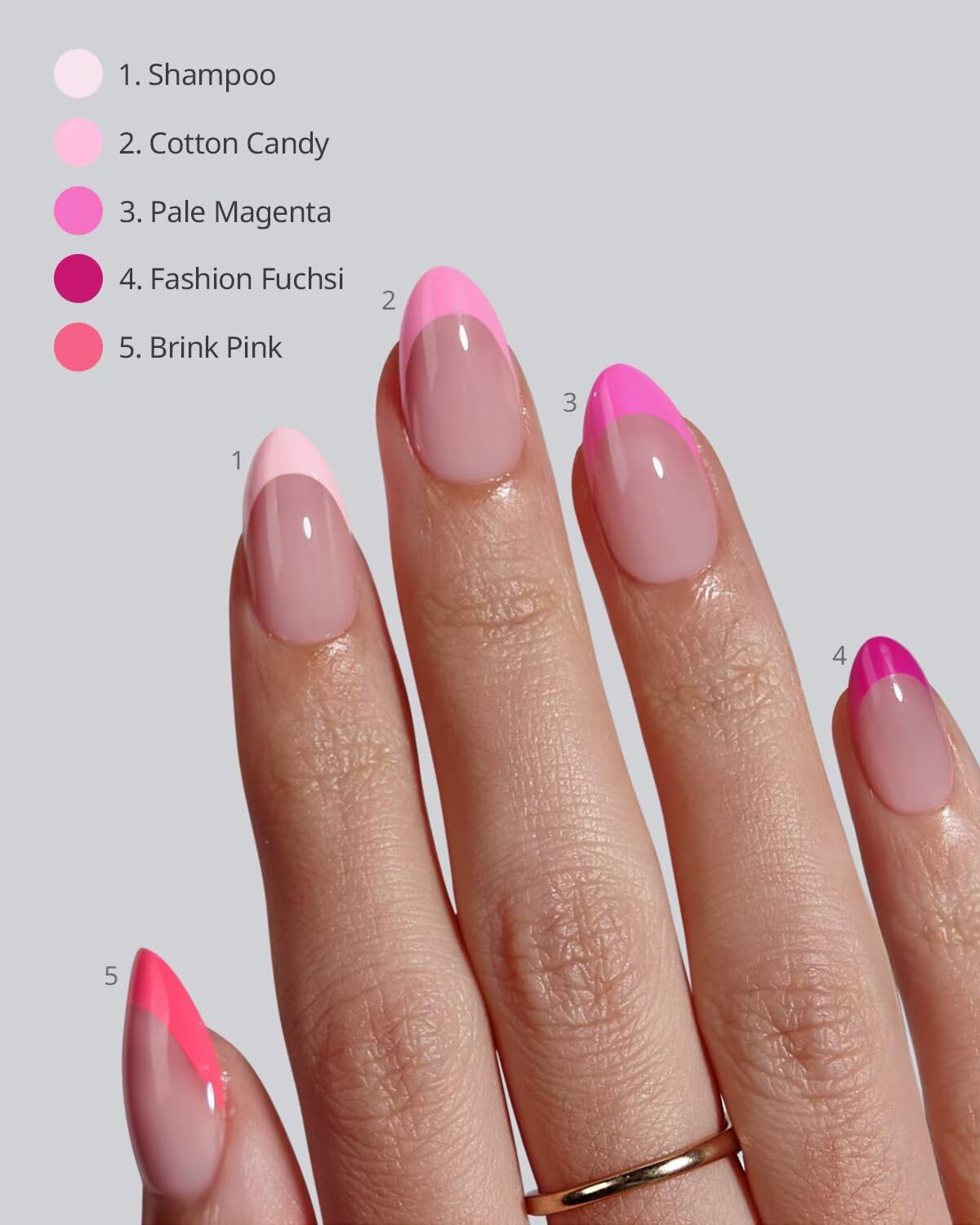 BTArtboxnails XCOATTIPS Pink French Tip Press On Nails - Short Almond Press On Nails, Soft Gel Nail Tips, Soak Off Pink Acrylic Fake Nail Extension in 16 Sizes