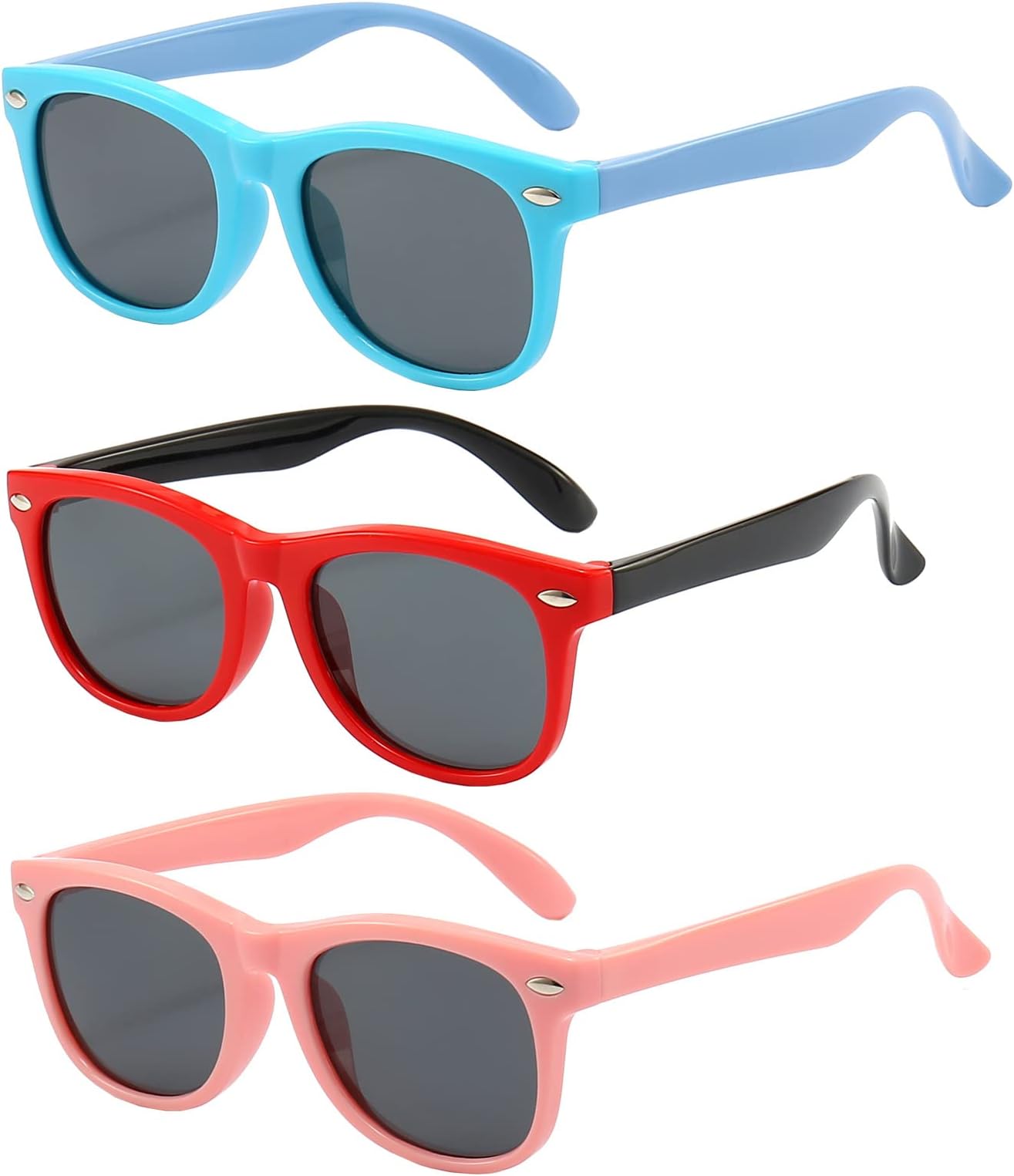 3 Pack kids sunglasses for Boys Girls Kids Polarized Sunglasses