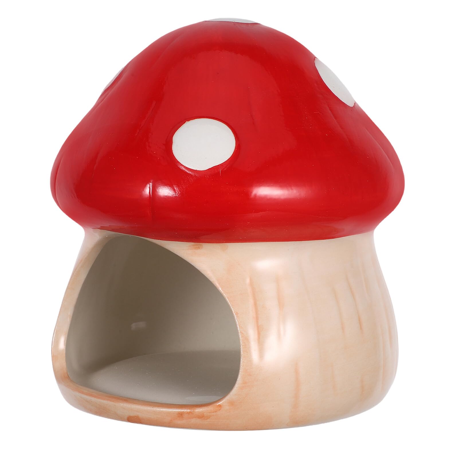 TOYANDONA Aquarium Mushroom House Ceramic Fish Cave Hideout Red Betta Shrimp Breeding Shelter Tank Ornament for Freshwater Aquatic