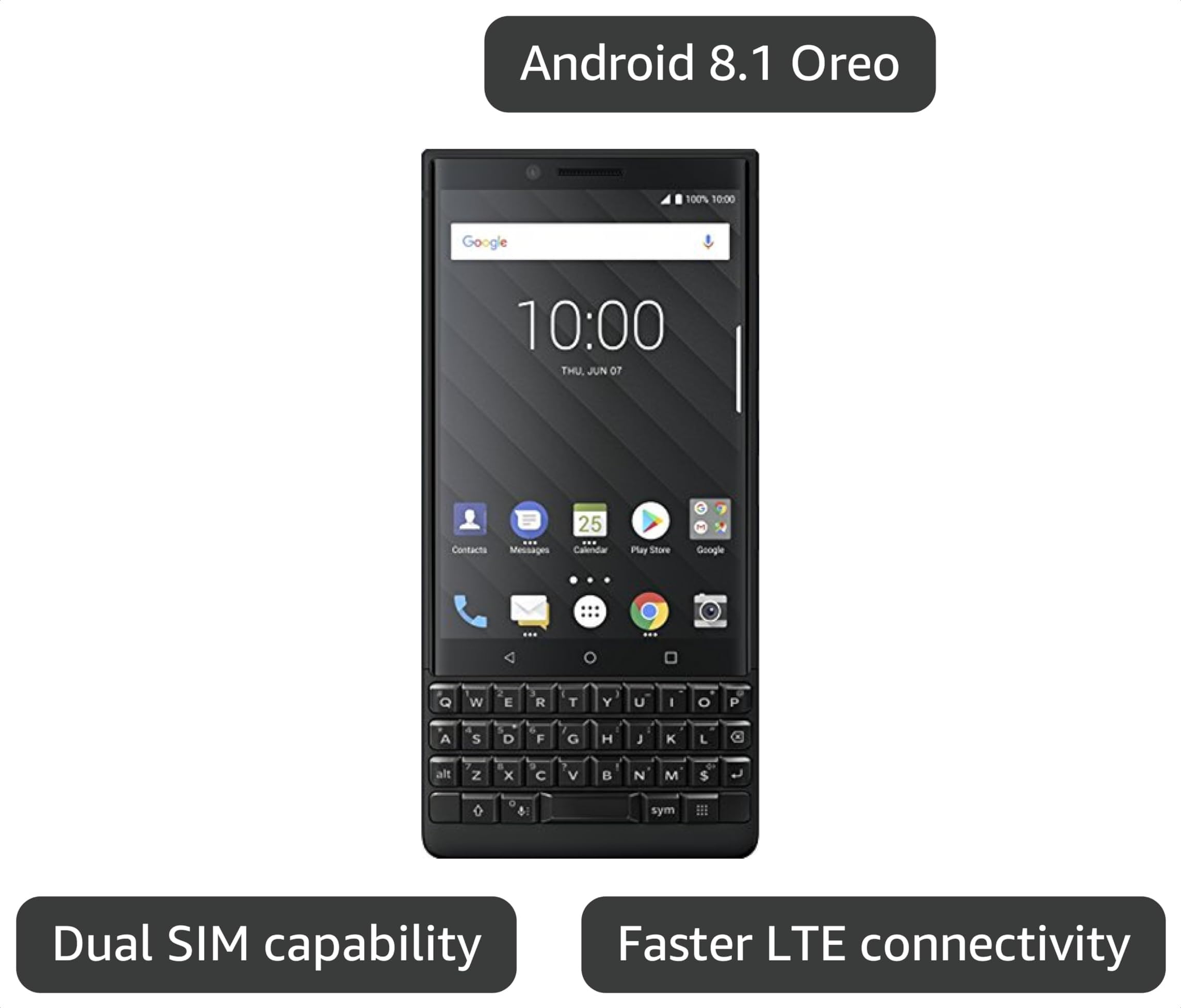 Amazon.com: BlackBerry KEY2 Negro Desbloqueado Smartphone Android