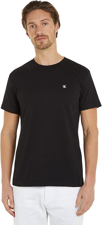 Calvin Klein Camiseta de Manga Corta Hombre CK Embro Badge con Cuello Redondo