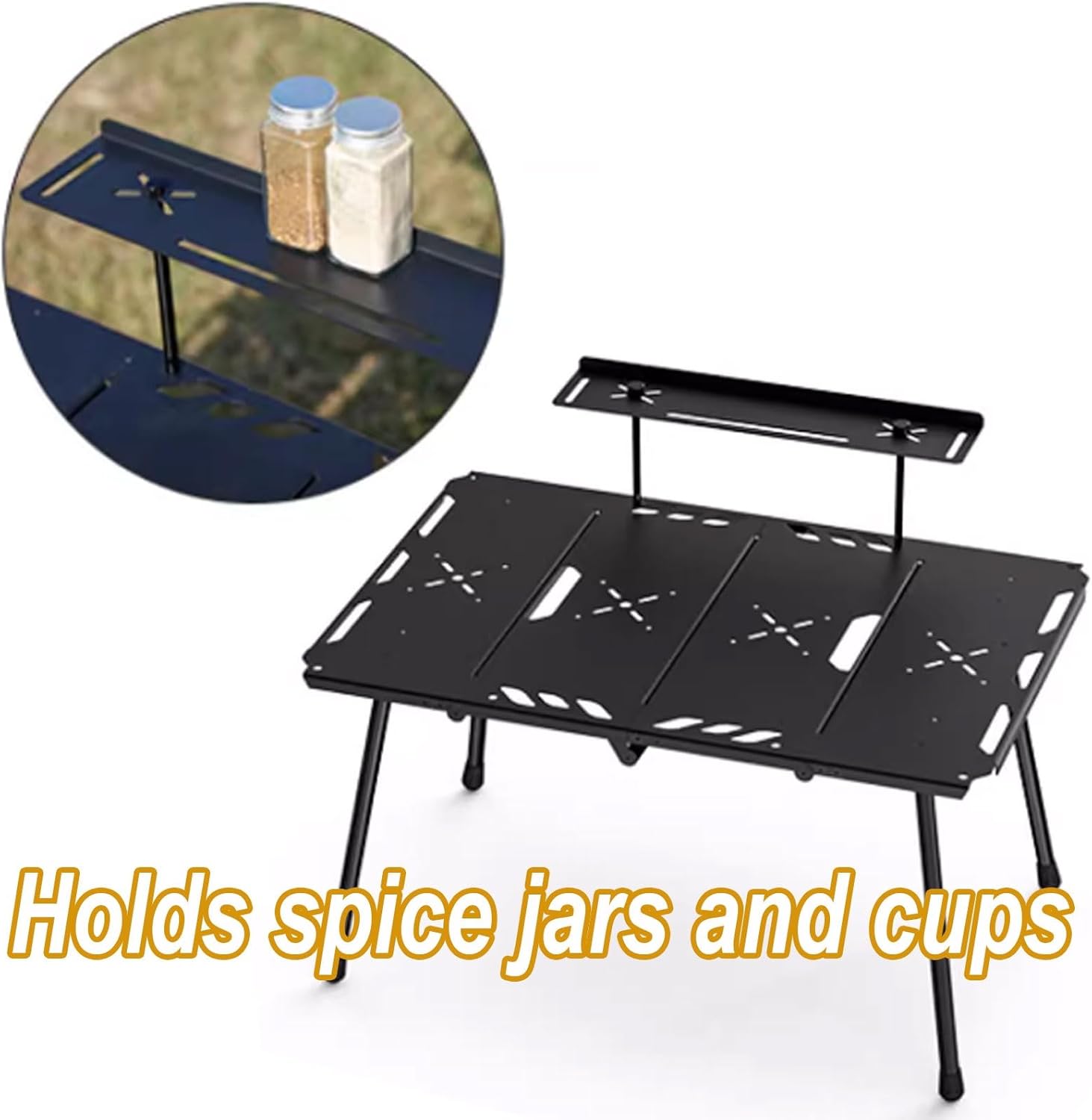 Portable Table with Carry Handle Foldable Table Small Height Adjustable from 42-64cm Side of Table Can Be Hung for Outside Inside Use Free Storage Bag
