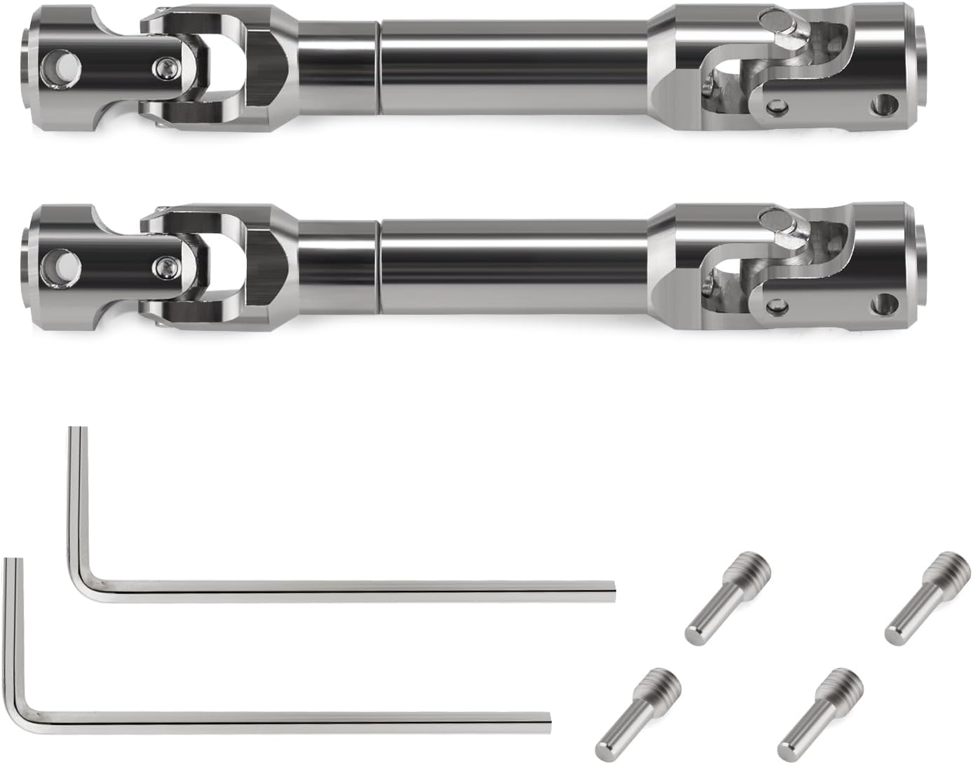 2pcs Aluminium Universal Drive Shaft Upgrades Accessories for 1/10 RC Crawler SCX10 II Wraith TRX4 TRX6 Silver Axial Constant Velocity Drive Upgrades Parts (119-159mm)