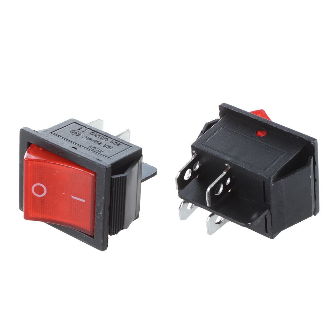 2 pezzi KCD4 DPST ON-OFF Interruttore a barra a 4 pin per interruttori 15A / 20A AC 250V / 125V
