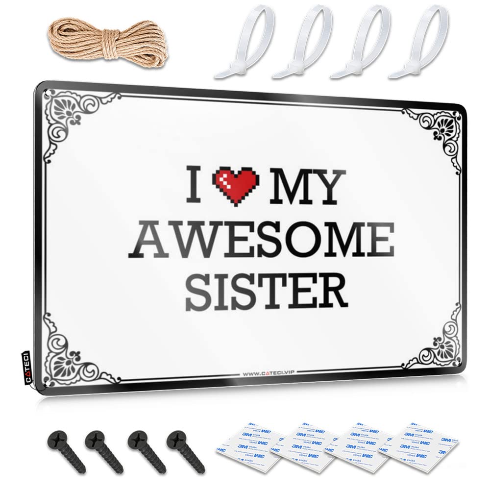 Vintage Farmhouse Signs, Custom Waterproof I Love My Awesome Sister | Farmhouse Rv Decor(30X40CM)