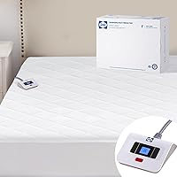 Sealy 3M Scotchgard Heated Mattress Pad Full Size - Quilted Cotton Electric Bed Warmer, 10 Heat Settings, 1-12 Hr Auto Shut-Off, 15" Deep Pocket