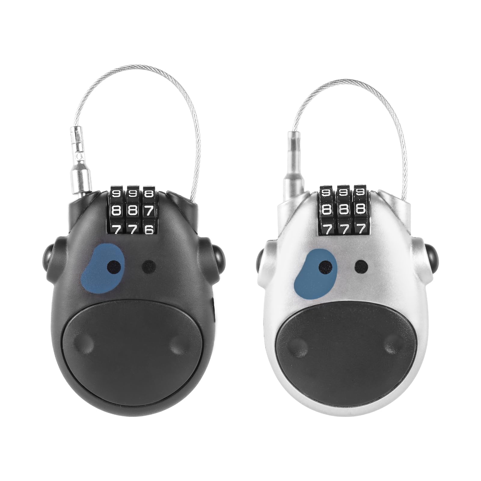 2 Pack Retractable Cable Combination Lock, 3 Digit Security Lock