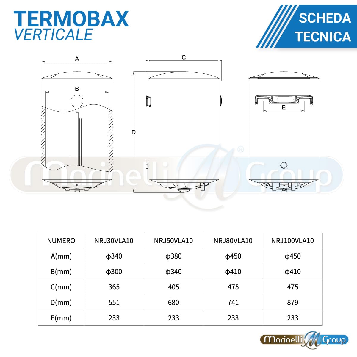 Scaldabagno elettrico ad accumulo compatto facile da installare 1500 Watt ThermoBax (50 litri Verticale)