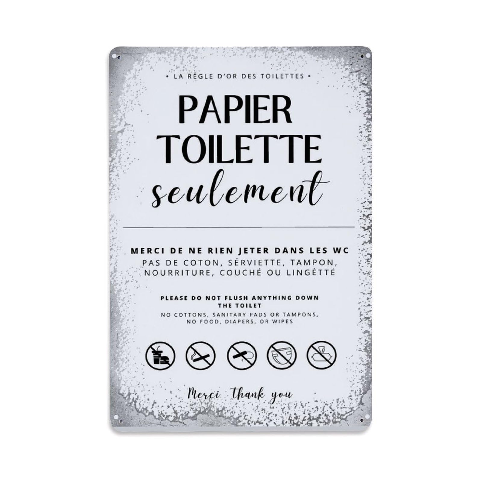 Black And White Text With Icons Tin Sign Vintage Metal Poster, Home Bar Garage Man Cave Cafe Indoor & Outdoor Wall Decoration 8x12Inches