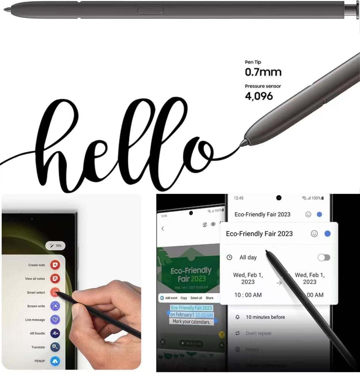 S Pen S24 Ultra (with-Bluetooth) Replacement for Samsung Galaxy S24 Ultra 5G SM-S928B SM-S928U Touch Stylus Pen + Replacement Tipsd and Nibs (Black)