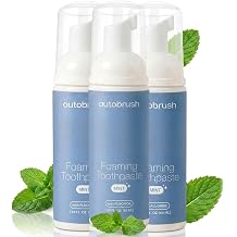 Autobrush Fluoride Foaming Toothpaste for Adults, Mint Flavor, Whitening & Deep Cleaning, Travel Friendly, Anti-Cavity Pack of 3