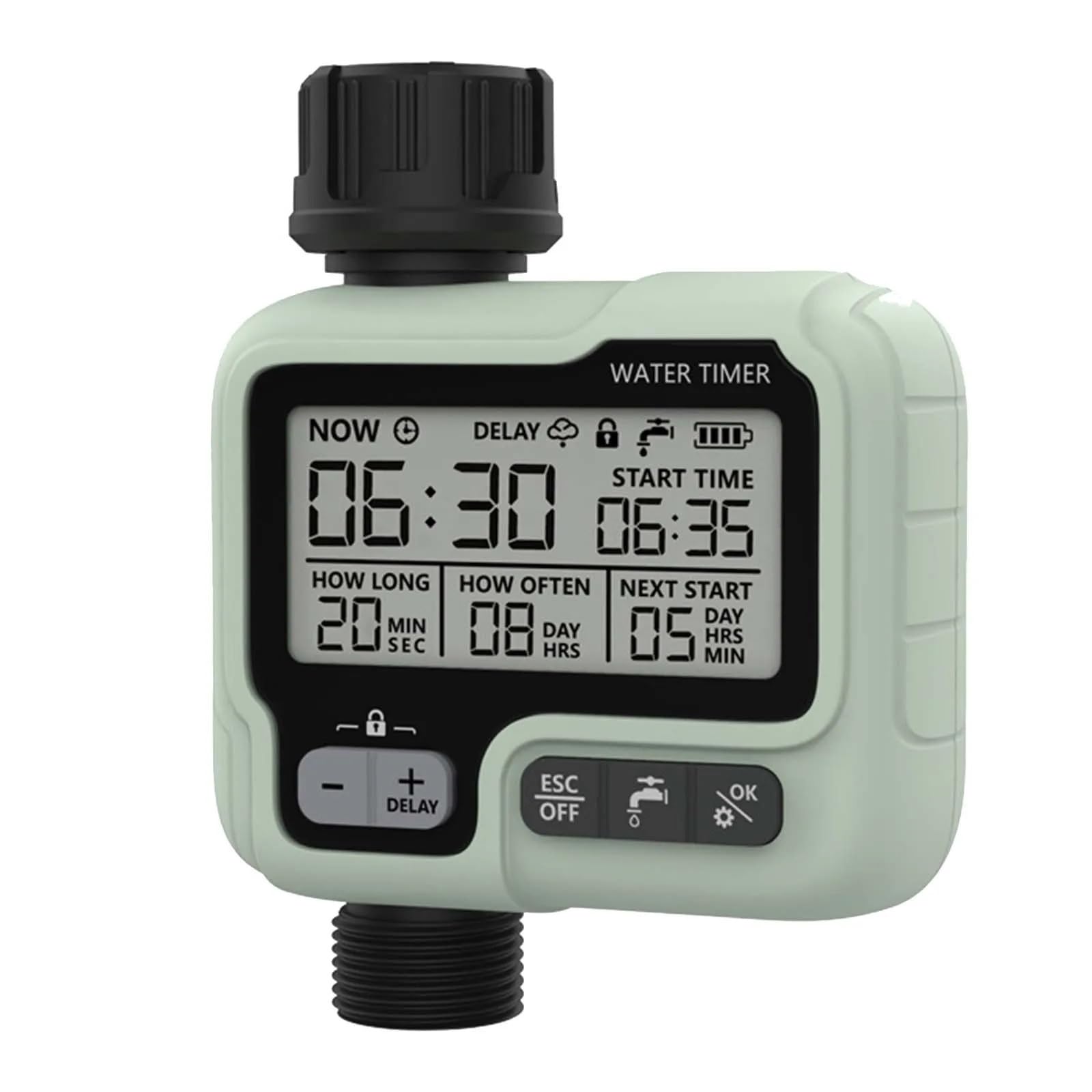 Irrigatore da giardino compatto, timer for irrigazione, rubinetto for tubo flessibile, for irrigazione da giardino all'aperto, prato domestico, irrigazione