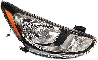 For 2012 2013 2014 Hyundai Accent Halogen Headlights, Headlight Right Passenger Side Replacement Transparent Lens Black Housing (right) (Right Side)