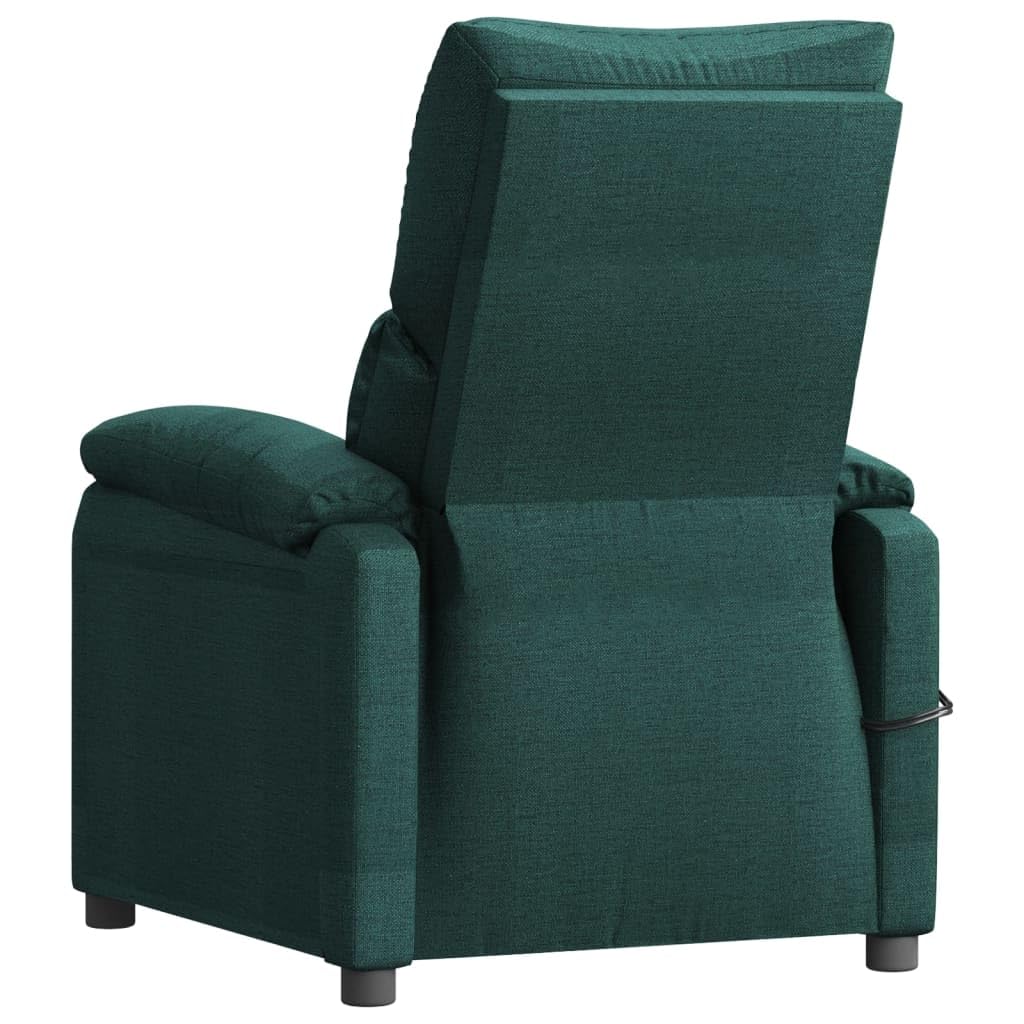 Fauteuil Relax inclinable électrique Vert foncé Tissu siège avec télécommande Moteur Massage réglable pour Salon Chambre Senior Confort Ergonomique