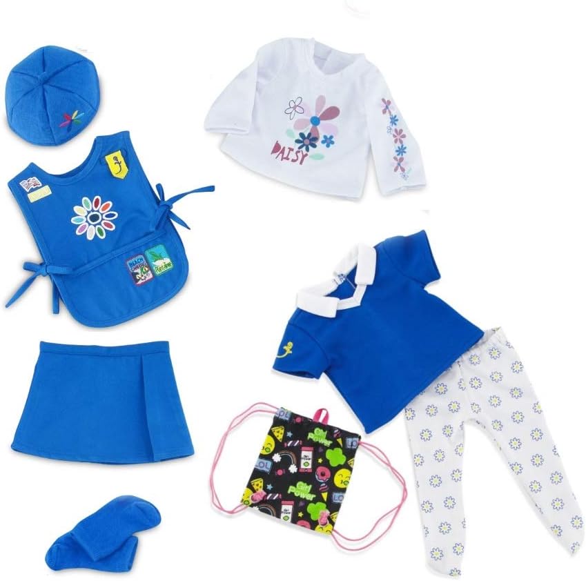 Emily Rose 18 Inch Doll Clothes 8-PC Daisy Girl Scout Uniform and Accessories Value Pack | Officially Licensed by Girl Scouts of The USA | Doll NOT Included | American Business