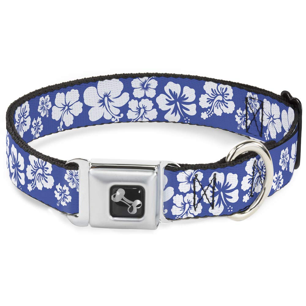 Collier de chien en nylon imprimé bleu azur avec boucle design os Buckle Down