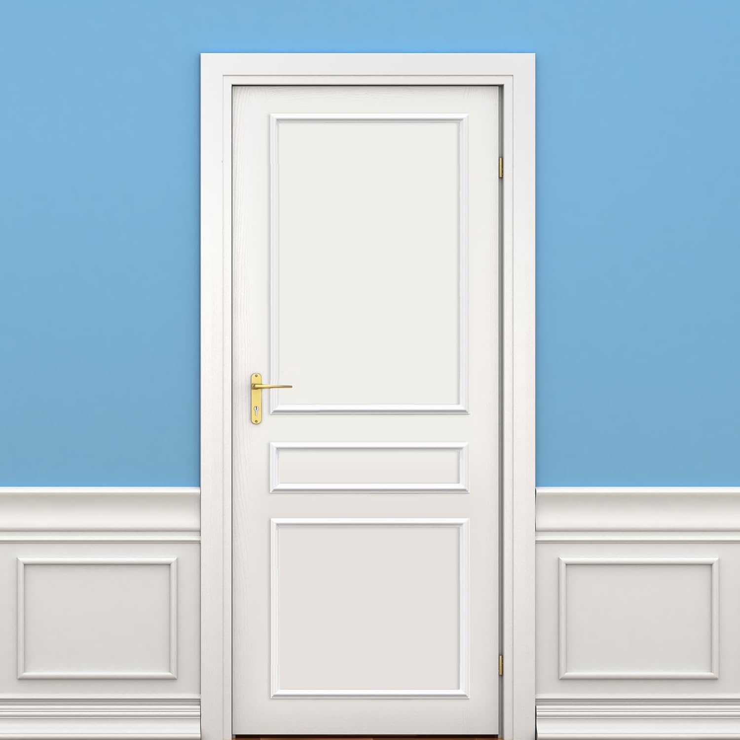 1 Set Peel and Stick Door Moulding Kit 3-Layer Premade Door Panels Molding Trim Self Adhesive 3D Trim for Mirror Window Frame Decor(Top 22"x34.6" Middle 22"x6" and Bottom 22" X 20")