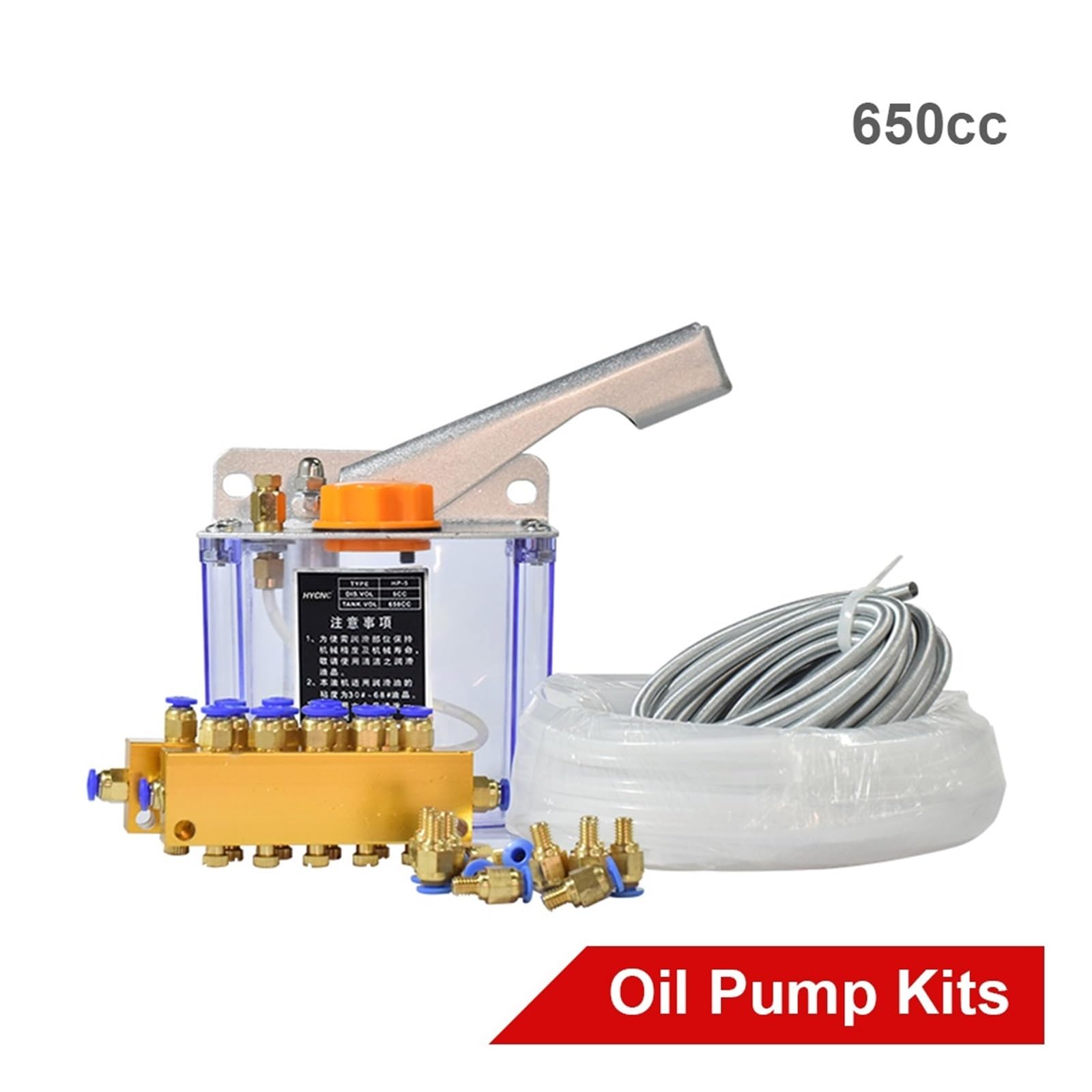 Automatyczna pompa oleju smarowego CNC Zestaw pompy olejowej do grawerowania CNC z uchwytem, wylotem Φ4 mm, ręczne pompy wtryskowe (Silver Oil Pump)