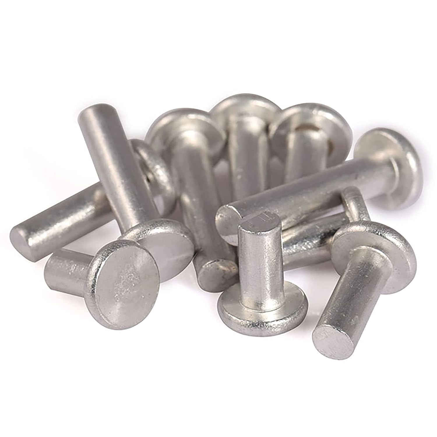 Round Head Bolts, M2 X 3mm-10mm and .5 3mm-12mm Flat Head Solid Rivets, Non Fall Off Smooth Metric Percussion Fasteners, 500pcs(M2.5 x 8mm)