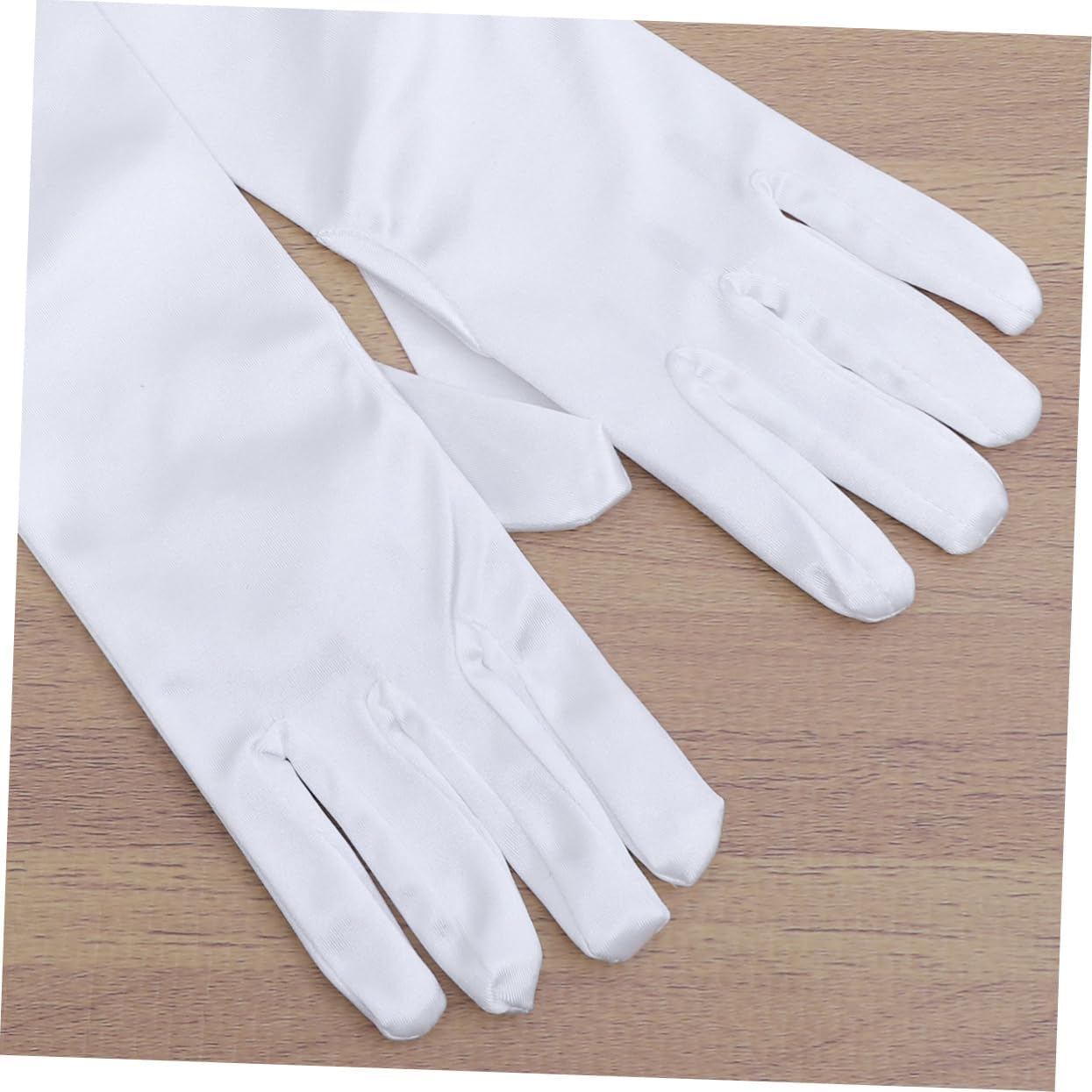 1Pair Long Satin Wedding Flower Girl Gloves with Pearl Decor Elegant Gloves for Parties and Special Occasions