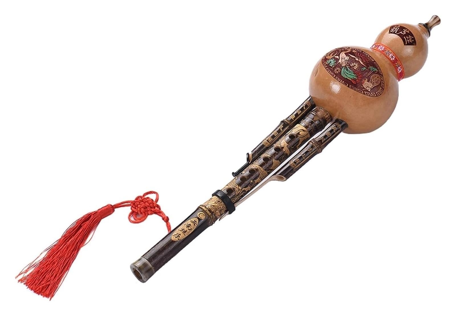 Holzwerkzeuge Nationalinstrumente Hulusi-Flöte, handgefertigt, Tonart C, chinesische Hulusi-Kürbis-Cucurbit-Flöte, ethnisches Blasinstrument mit Etui