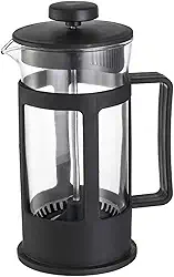 Prensa Francesa de Vidro e Plástico, Cafeteira Manual com Filtro de Aço Inoxidável, Preta, 350 ml