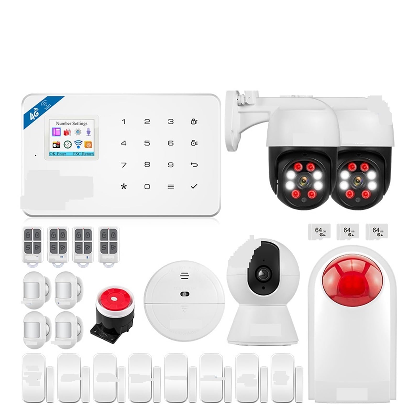 System alarmowy, Alarmy bezpieczeństwa dla domu W184 4G System alarmowy Tuya Inteligentny czujnik ruchu kurtyny Alarm(KIT 1)