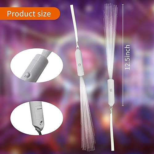 Miniatura 3 de SZHFU Varitas luminosas para fiestas infantiles, varitas de fibra óptica blanca con luz LED, 3 modos de luz intermitentes, para despedida de