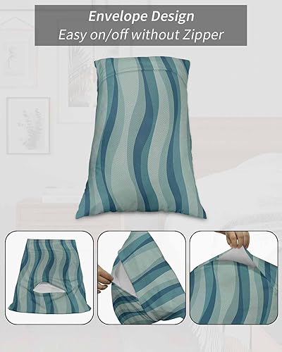 Miniatura 7 de Fundas de almohada geométricas abstractas tamaño King, fundas de almohada suaves decorativas para sofá de cuerpo largo lumbar con cierre de sobre,