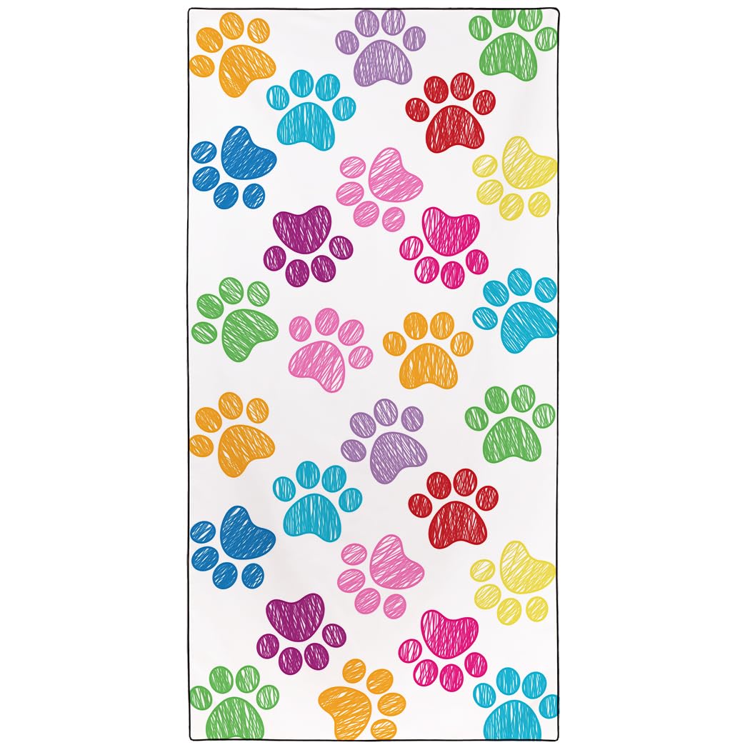 Rstick Cute Dog Paw Beach Towel Oversized 36”x 72”Quick Dry Sand-Free Colorful Bath Towels for Swim Pool Camping Travel