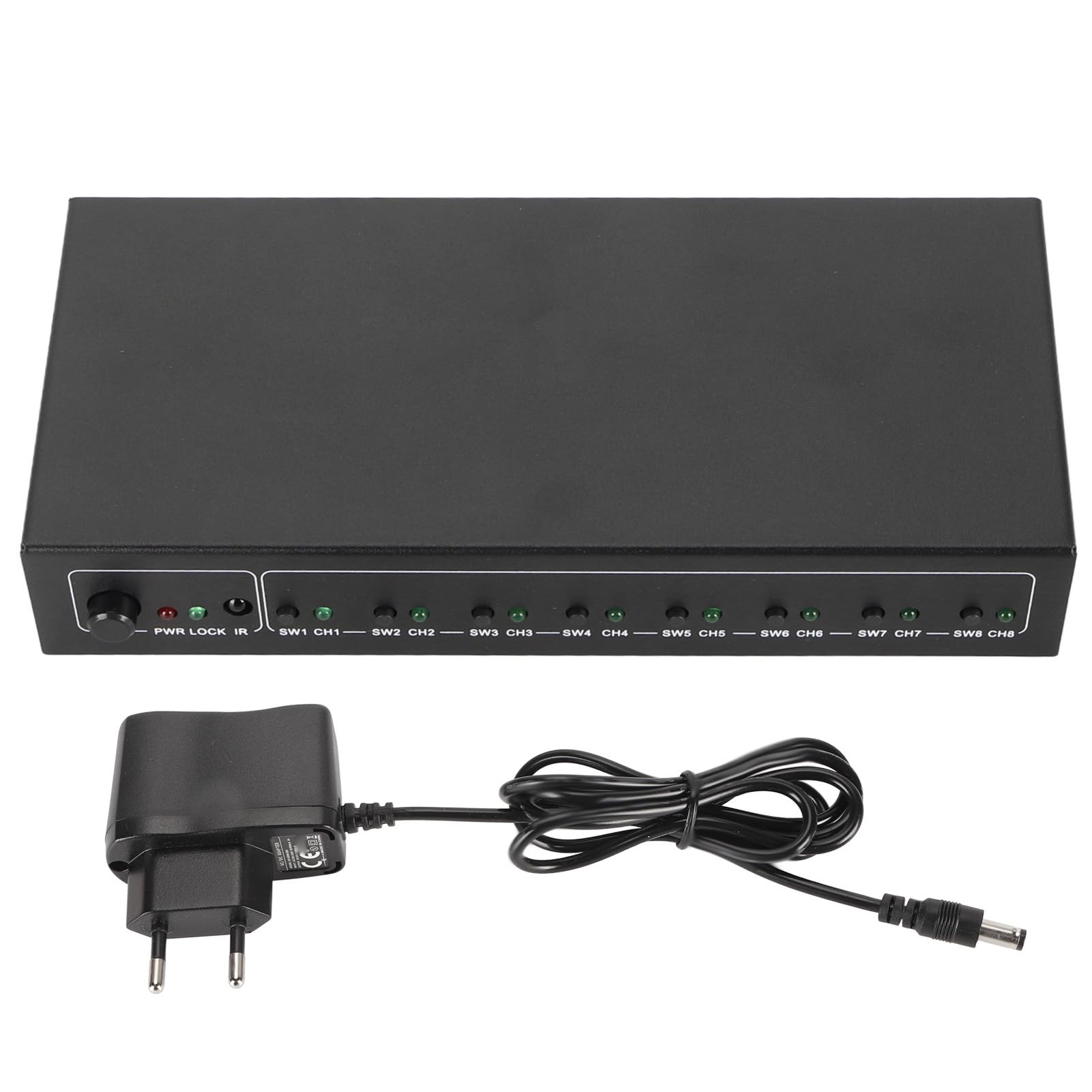 ASHATA Splitter Ottico Digitale FT18 1 in 8 Uscite, Splitter Audio in Fibra Ottica Toslink SPDIF per Lettore CD, Lettore DVD, Ricevitore, Supporto LPCM2.0 (Spina europea)