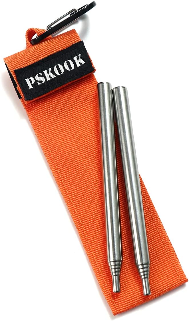 PSKOOK 2 Pcs Pocket Portable Bellows Fire Blow Tube , Collapsible Mini Survival Gear to Blow Oxygen into Flame, Camp Fire Starter Survival Tool for Campfire, Wood Stove and Fire Pit.