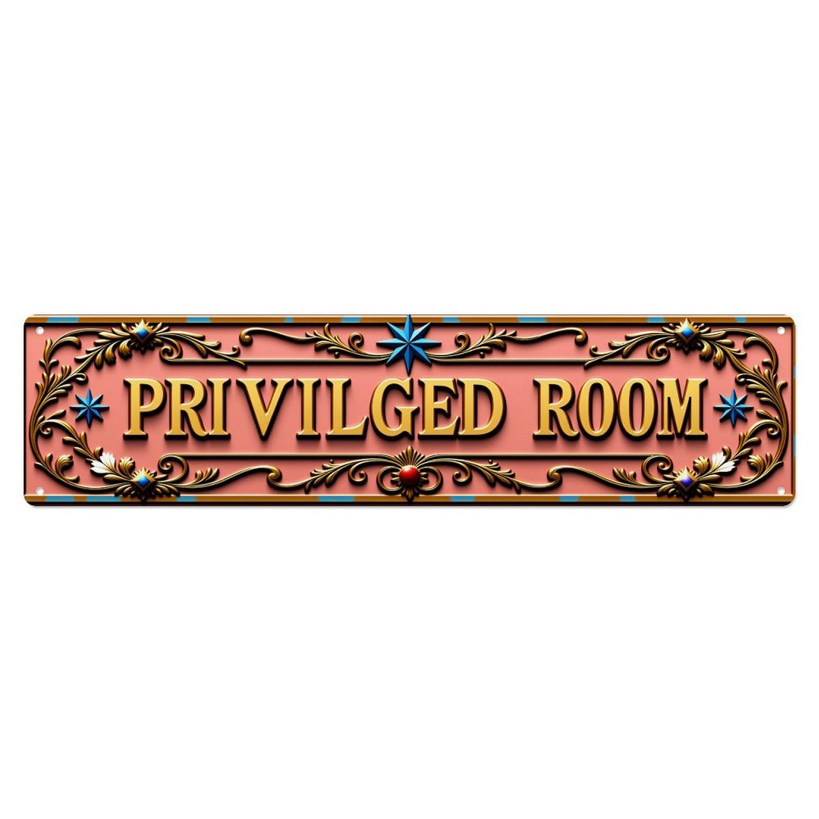 Ornate Frame Gold Text Star Decor Tin Sign Vintage Metal Poster Retro Bar, Home, Man Cave, Kitchen, Laundry Room Wall Art Decor Gift 4x16 Inch