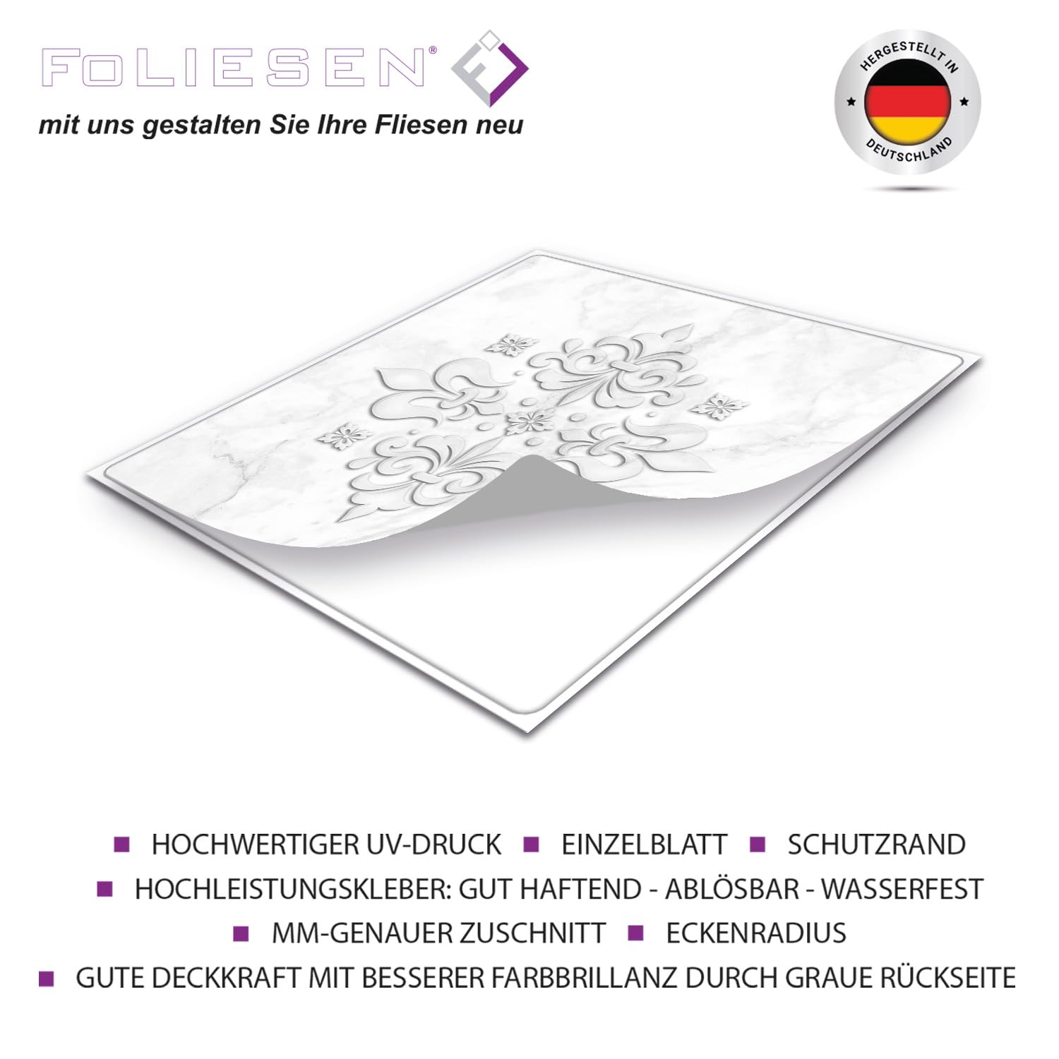 FoLIESEN - Autocollants Pour Carreaux | Carrelage Adhesif | Film Autocollant Pour Carrelage De Salle De Bains Et De Cuisine | Retirable Sans Résidus | Royal, .:14x14 Cm / 16pcs